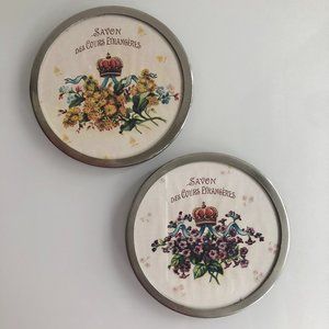 NWOT-PAIR Floral+Crown French Soap Label Coasters